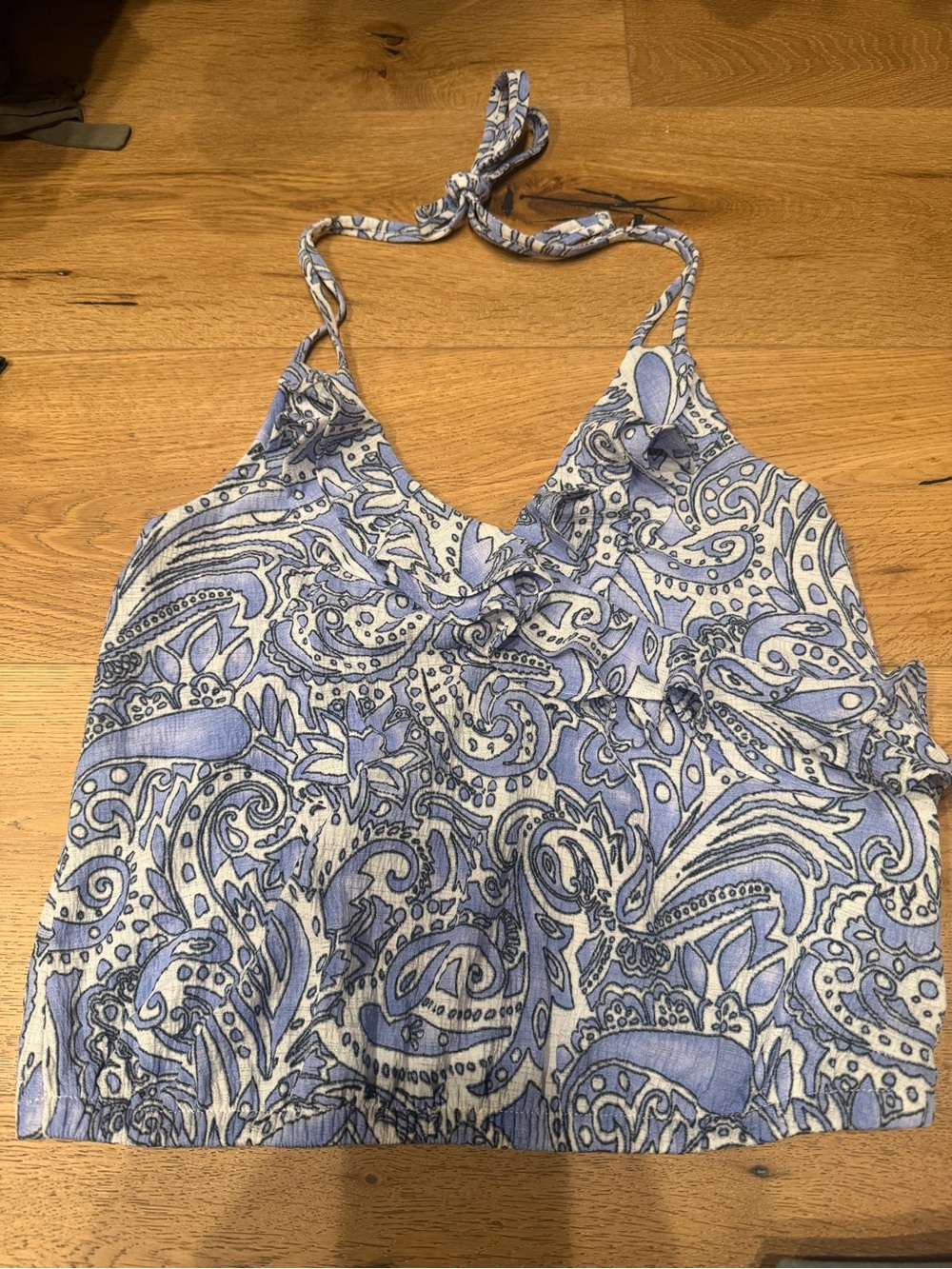 Express Blue and White Paisley Halter Camisole
